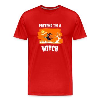 Cadeau de costume de sorcière balai de sorcière Halloween - T-shirt bio Premium Homme - rouge - Devant - Damien (186cm)