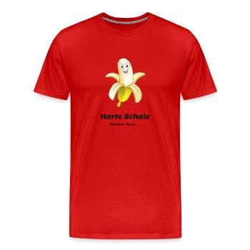 Banane - harte Schale, weicher Kern - Männer Premium Bio T-Shirt - Rot - Vorne - Damien (186cm)