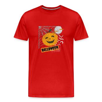 Halloween mit Spinnennetz - Männer Premium Bio T-Shirt - Rot - Vorne - Damien (186cm)