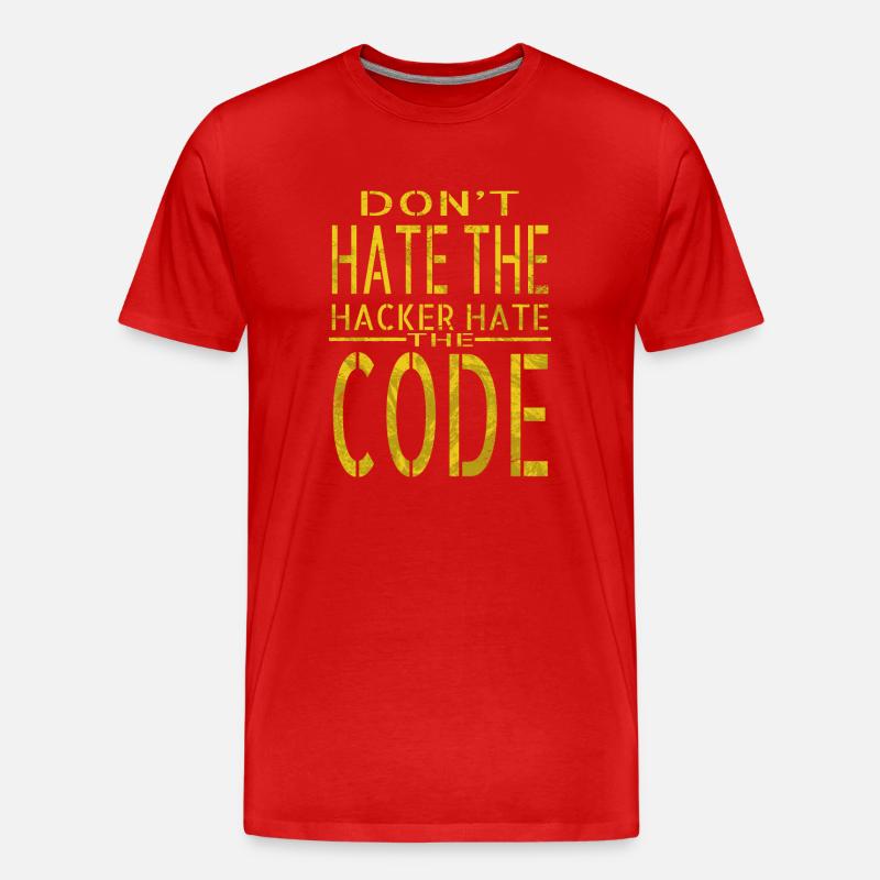 bday anniversaire cadeau idée hack out hacking coder - T-shirt bio Premium Homme - rouge