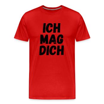 Ich mag dich - Männer Premium Bio T-Shirt - Rot - Vorne - Damien (186cm)