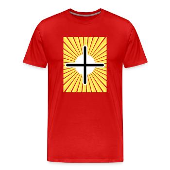 Croix d’or - T-shirt bio Premium Homme - rouge - Devant - Damien (186cm)