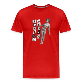Le sexisme est nul - T-shirt bio Premium Homme - rouge - Devant - Damien (186cm)