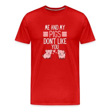 Cadeau drôle d’éleveur d’animaux de ferme - T-shirt bio Premium Homme - rouge - Devant - Damien (186cm)