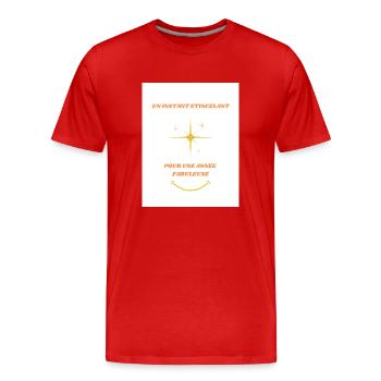 Un instant étincelant pour une année fabuleuse - T-shirt bio Premium Homme - rouge - Devant - Damien (186cm)