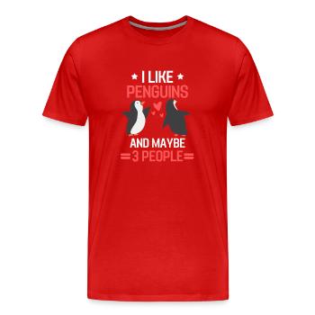 Antarctica Animal Zoo Bird Gift Funny Penguin - Men's Premium Organic T-Shirt - red - Front - Damien (186cm)