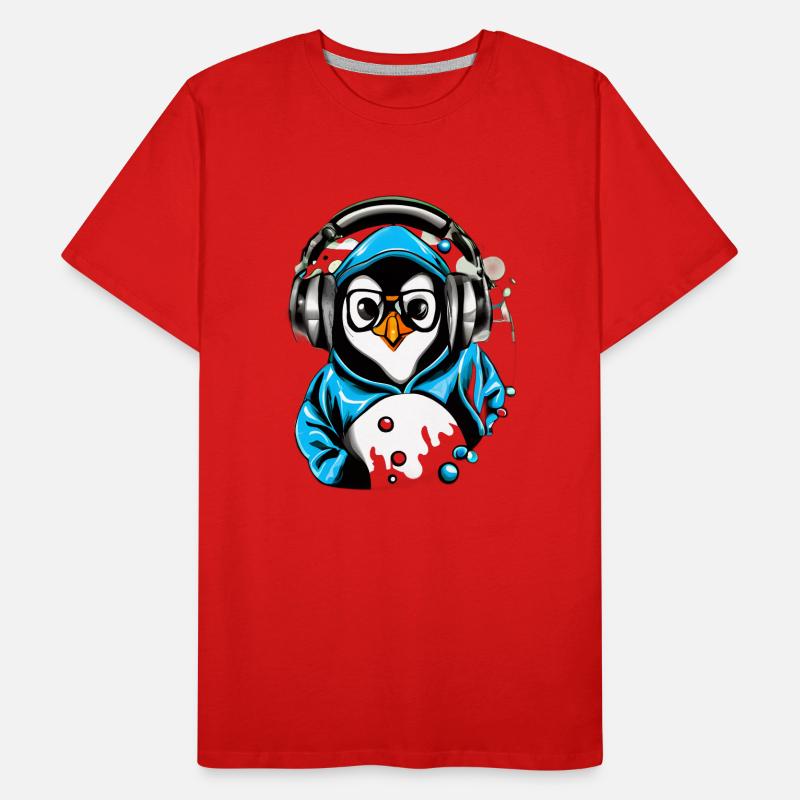 Pinguin mit blauen Pullover Männer Premium Bio T-Shirt