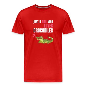 Alligator Fille Animal Prédateur Cadeau Crocodile - T-shirt bio Premium Homme - rouge - Devant - Damien (186cm)