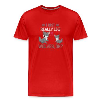 Prédateur Forêt Animaux Amoureux Cadeau Drôle de Loup - T-shirt bio Premium Homme - rouge - Devant - Damien (186cm)
