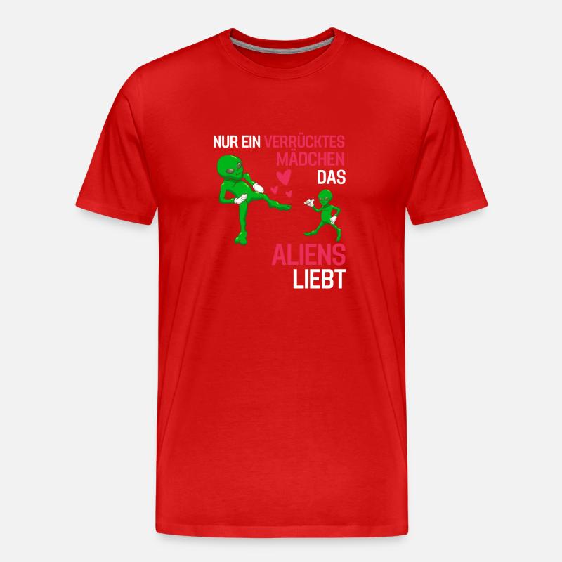 Science Fiction Alien Mädchen Geschenk Alien - Männer Premium Bio T-Shirt - Rot