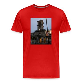 Connelly Station, Dublin, Ireland. - Men's Premium Organic T-Shirt - red - Front - Damien (186cm)