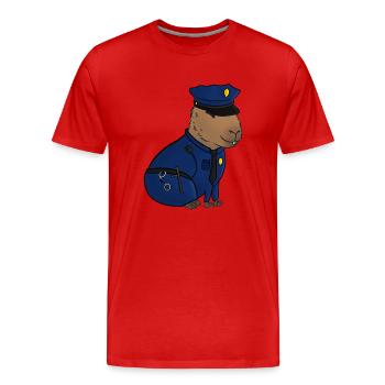 Policeman Capybara - Men's Premium Organic T-Shirt - red - Front - Damien (186cm)