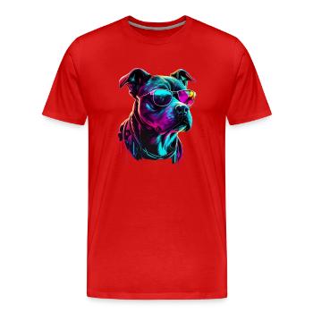 American Staffordshire Terrier Chiens Américain - T-shirt bio Premium Homme - rouge - Devant - Damien (186cm)
