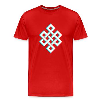 Karma 3D Glitch Anaglyph - Männer Premium Bio T-Shirt - Rot - Vorne - Damien (186cm)