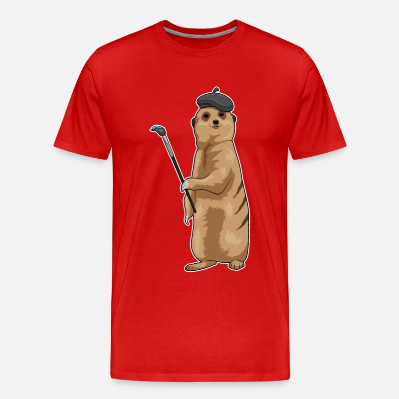 Erdmännchen Maler Pinsel - Männer Premium Bio T-Shirt - Rot