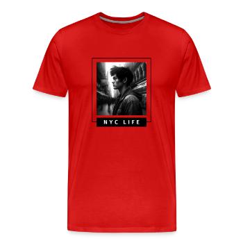 NYC LIFE Edition: Chinatown - T-shirt bio Premium Homme - rouge - Devant - Damien (186cm)