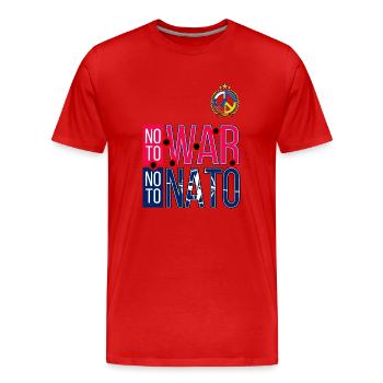 NON À LA GUERRE NON À L’OTAN | MARCHE MONDIALE POUR LA PAIX 2023 - T-shirt bio Premium Homme - rouge - Devant - Damien (186cm)