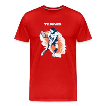 Der Tennisspieler - Männer Premium Bio T-Shirt - Rot - Vorne - Damien (186cm)