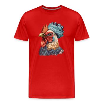 Schöner Hahn - Männer Premium Bio T-Shirt - Rot - Vorne - Damien (186cm)