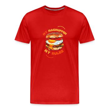 Mon McMuffin Mes règles - T-shirt bio Premium Homme - rouge - Devant - Damien (186cm)