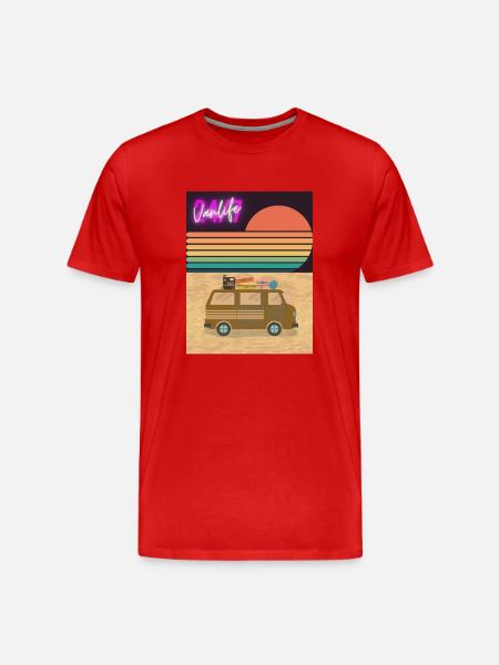 Van at the Beach - Männer Premium Bio T-Shirt - Rot