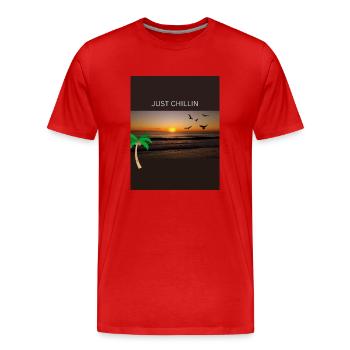Sunset - Men's Premium Organic T-Shirt - red - Front - Damien (186cm)