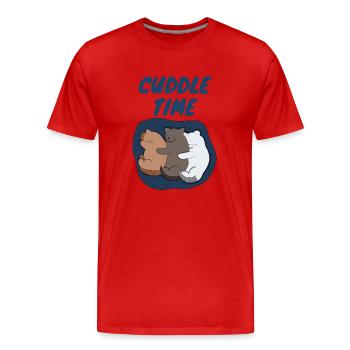 Kuschelzeit - ein gemütliches Schlafdesign für Katzenliebhaber - Männer Premium Bio T-Shirt - Rot - Vorne - Damien (186cm)