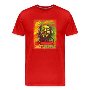 No Worries, Just Reggae! Fun T Shirt - Men's Premium Organic T-Shirt - red - Front - Damien (186cm)