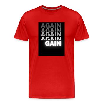 Again=Gain Gym - Men's Premium Organic T-Shirt - red - Front - Damien (186cm)
