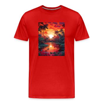 Amazonas Streetwear nature Exotic Design - Männer Premium Bio T-Shirt - Rot - Vorne - Damien (186cm)