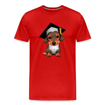 Baccalauréat Certificat de fin d’études pour chiens teckels - T-shirt bio Premium Homme - rouge - Devant - Damien (186cm)