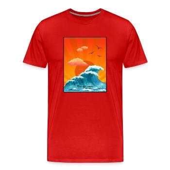 Chemise d’été « Ride Life’s Waves » - T-shirt bio Premium Homme - rouge - Devant - Damien (186cm)