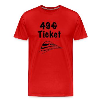 49 ticket bzw Deutschlandticket - Männer Premium Bio T-Shirt - Rot - Vorne - Damien (186cm)