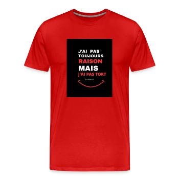 Homme T-shirt Humour.Tee Shirt Humoristique J'ai J - T-shirt bio Premium Homme - rouge - Devant - Damien (186cm)