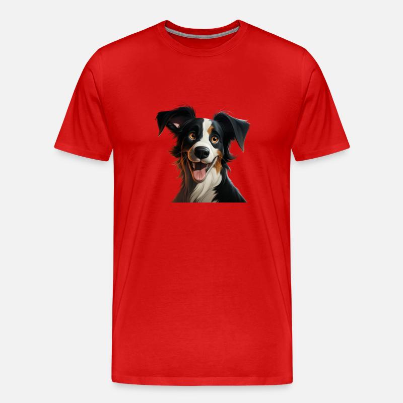 Border Collie Comic - Männer Premium Bio T-Shirt - Rot