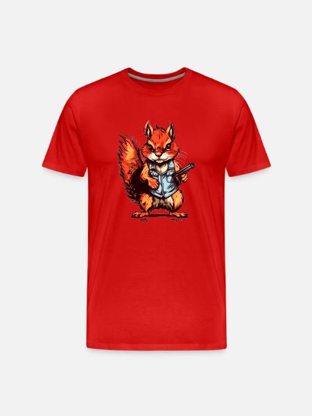Eichhörnchen als bewaffneter Söldner - Männer Premium Bio T-Shirt - Rot