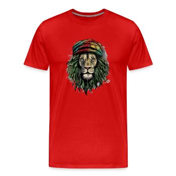 Jah rasta lion - T-shirt bio Premium Homme - rouge - Devant - Damien (186cm)