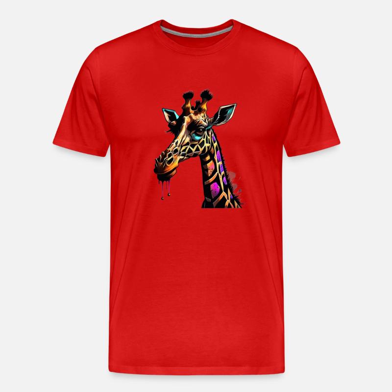 Graffiti Giraffe - Männer Premium Bio T-Shirt - Rot