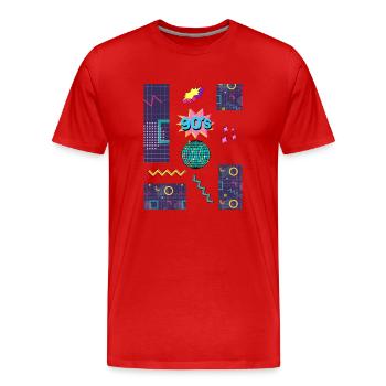 90's design in typically colorful - Men's Premium Organic T-Shirt - red - Front - Damien (186cm)