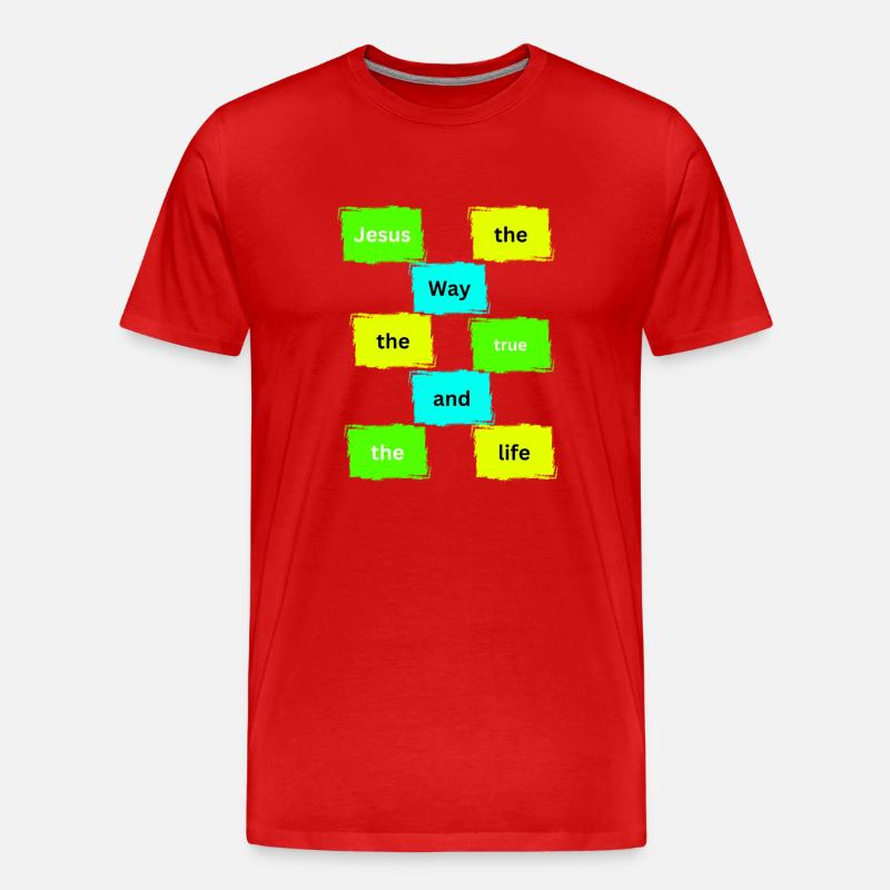 Jesus the way colour - Männer Premium Bio T-Shirt - Rot