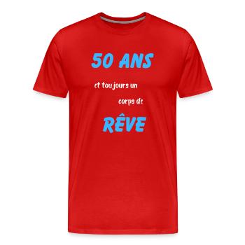 45 ans et toujours un corps de rêve 3 - T-shirt bio Premium Homme - rouge - Devant - Damien (186cm)