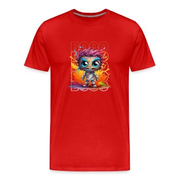 Chibi Shuffle & Booo! T-shirt Zombie loufoque ! - T-shirt bio Premium Homme - rouge - Devant - Damien (186cm)