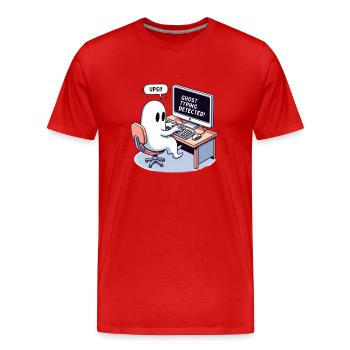 TYPAGE FANTÔME DÉTECTÉ ! -Oups! - T-shirt bio Premium Homme - rouge - Devant - Damien (186cm)