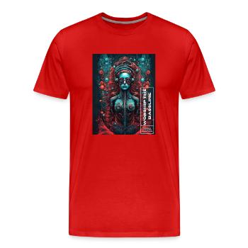 Worship the bassline - Men's Premium Organic T-Shirt - red - Front - Damien (186cm)