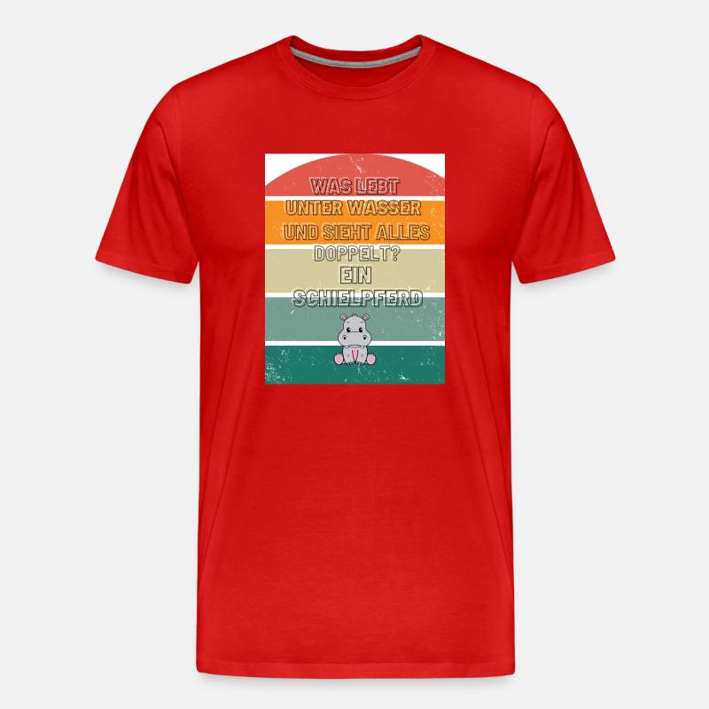 Retro Nilpferd - Männer Premium Bio T-Shirt - Rot