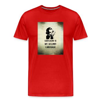 Sarkasmus ist meine zweite Sprache - Männer Premium Bio T-Shirt - Rot - Vorne - Damien (186cm)