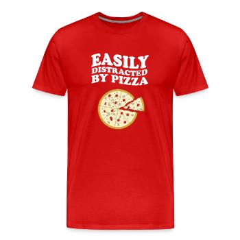 Facilement distrait par la pizza - T-shirt bio Premium Homme - rouge - Devant - Damien (186cm)