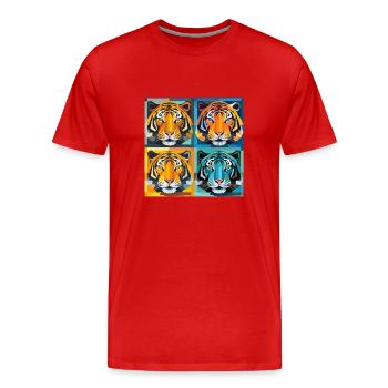 Tigre d’illusion d’optique : un op art et l’Art nouveau - T-shirt bio Premium Homme - rouge - Devant - Damien (186cm)