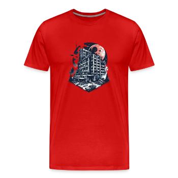Urbex abandoned building in a vector style - Men's Premium Organic T-Shirt - red - Front - Damien (186cm)
