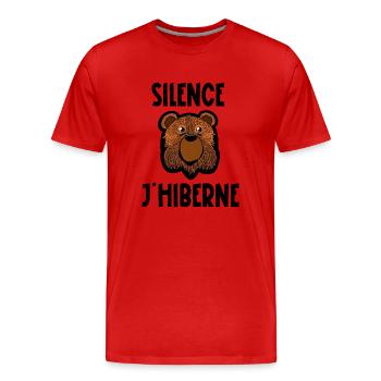 silence j'hiberne - T-shirt bio Premium Homme - rouge - Devant - Damien (186cm)